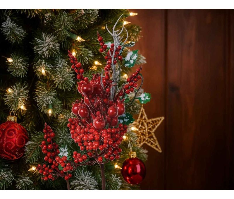 Branche décorative baies rouges H 34cm