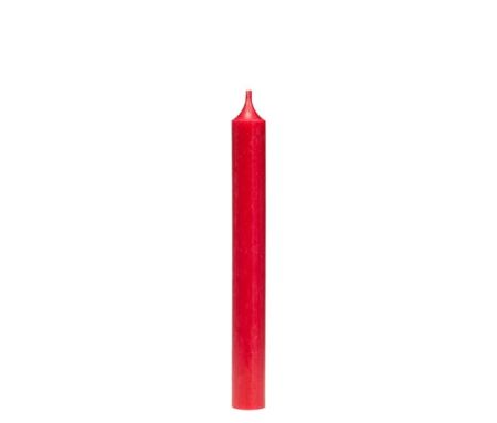 Cierge rouge en cire. Hauteur 19,5 cm. 5h de brûlage