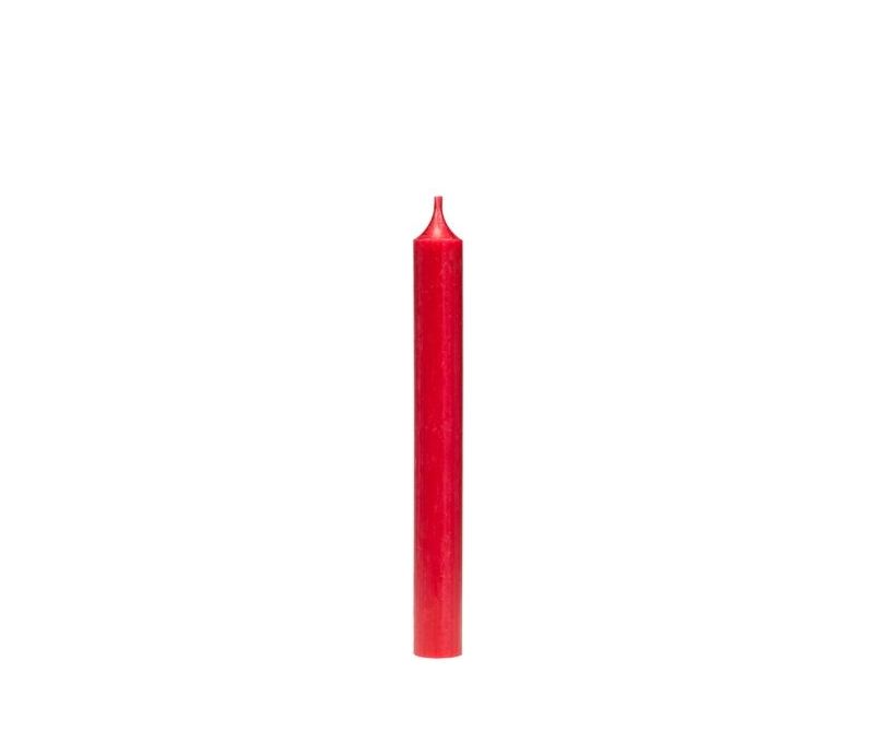 Cierge rouge en cire. Hauteur 19,5 cm. 5h de brûlage