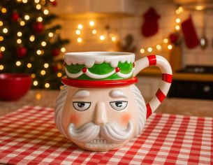 Mug en forme de casse-noisette grognon avec moustache,