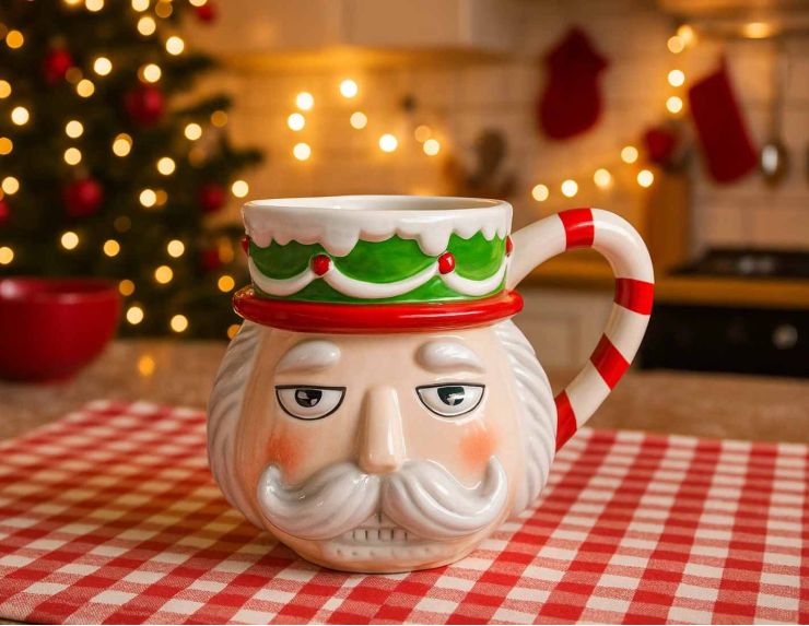 Mug en forme de casse-noisette grognon avec moustache,