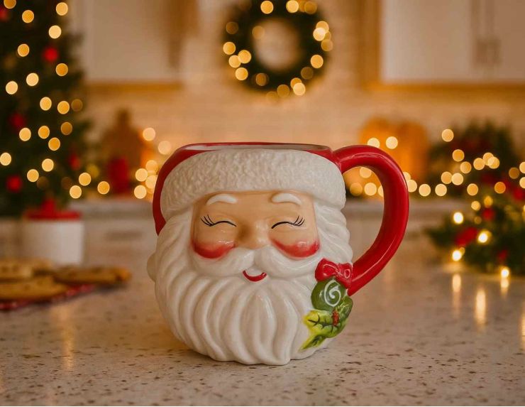 Mug tête Père Noël souriant H16 cm