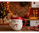 Voir la slide Mug céramique Noël visage Père Noël bonnet rouge barbe blanche sucre d'orge relief 500ml
