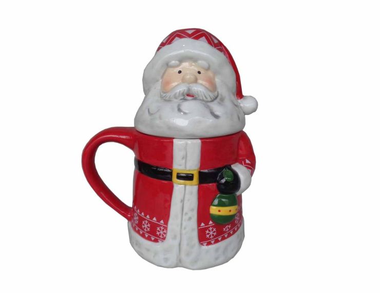 Mug Père Noël rouge avec couvercle H19 cm