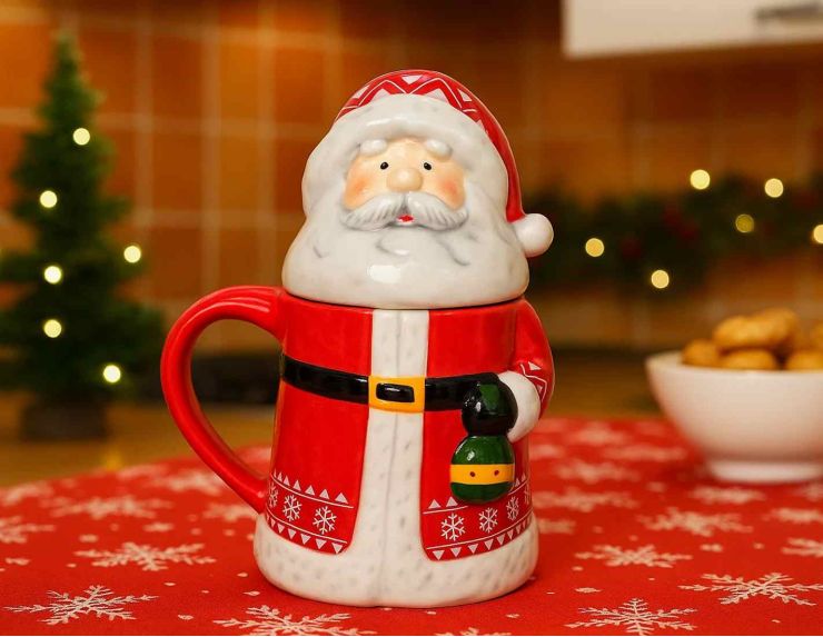 Mug Père Noël rouge avec couvercle H19 cm