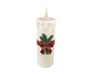 Voir la slide Grande bougie blanche vintage LED effet cire fondue nœud rouge branches sapin pommes de pin H56cm - Lilosquare