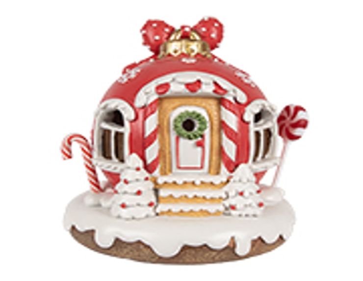 Maison ronde pain d’épices LED H 14 cm