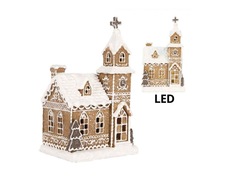 Chapelle en pain d’épices LED H23 cm