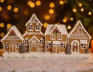 Décoration village pain d’épices Led H 25cm