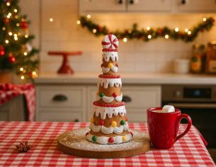 Décoration gâteau pain d’épices coloré H 22 cm