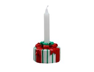 Bougeoir cadeau rouge et vert H 7cm
