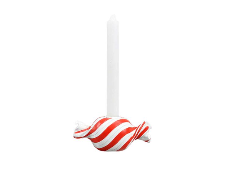 Bougeoir bonbon rouge blanc H 6cm