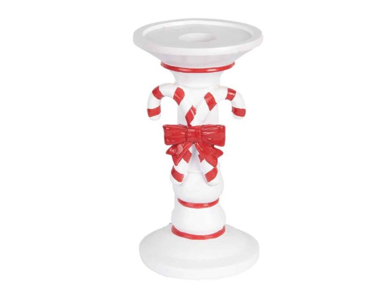 Bougeoir blanc sucre d'orge H 18cm