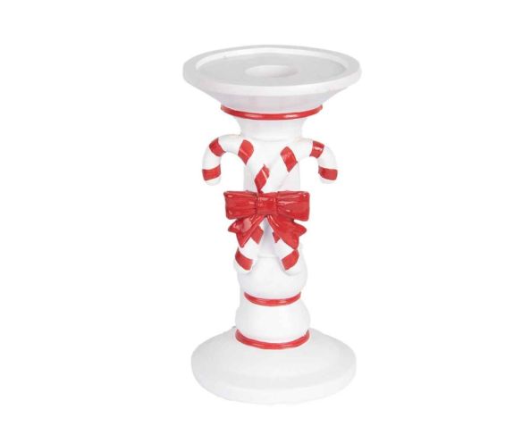 Bougeoir blanc sucre d'orge H 18cm
