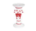 Voir la slide Bougeoir de Noël en résine blanc deux cannes sucre d'orge rayées rouge blanc nœud rouge H18cm - Lilosquare