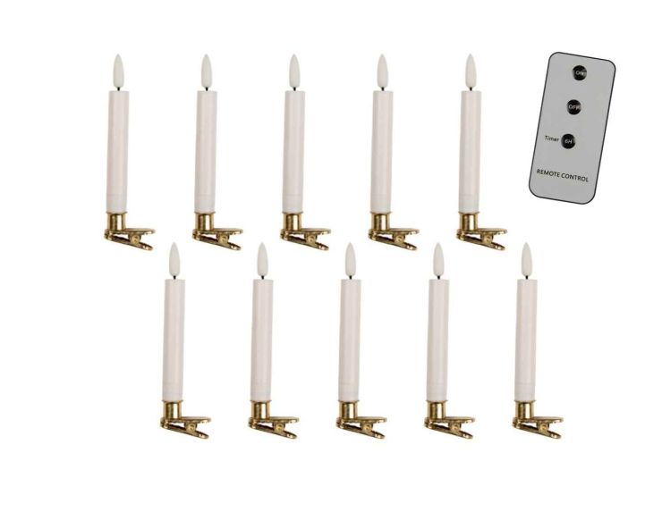 10 bougies LED à pince pour sapin H 14cm