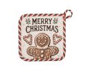 Voir la slide Manique de Noël motif pain d'épices et liseré candy cane, 100% coton, 20x20cm