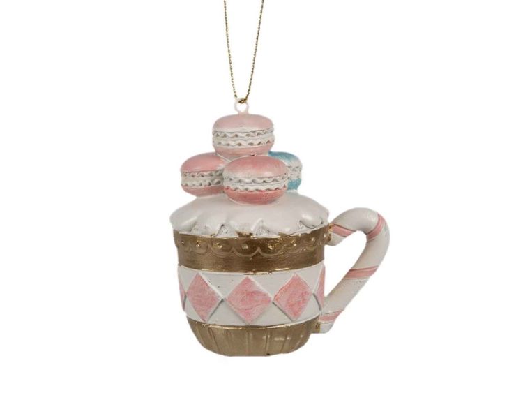Suspension tasse macarons H 7cm