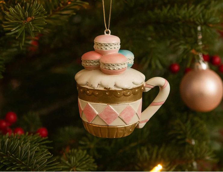 Suspension tasse macarons H 7cm