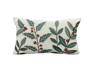 Coussin de Noël houx brodé  50 x 30 cm