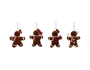 Set 4 pain d'épices tissus H 10cm