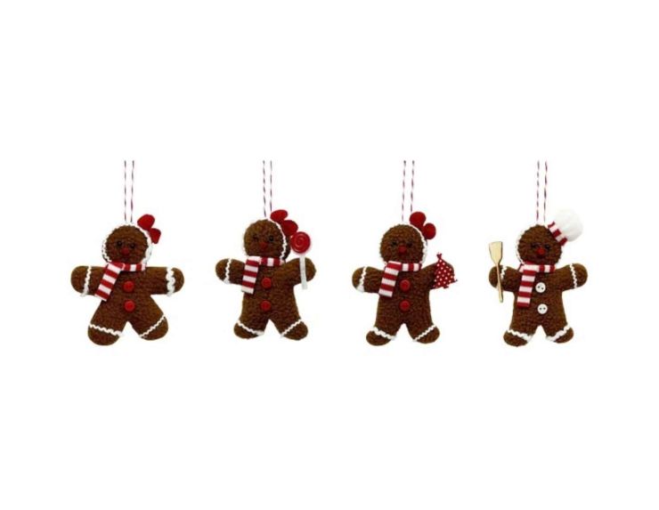 Set 4 pain d'épices tissus H 10cm