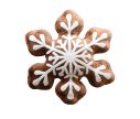 Voir la slide Coussin Noël forme flocon brun caramel effet pain d'épices broderie flocon blanche en relief D43cm - Lilosquare