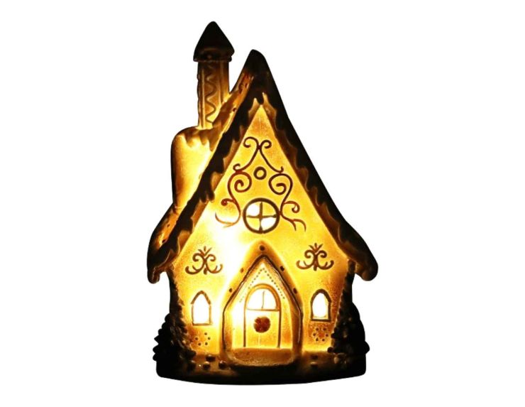 Maison sucrerie pain d'épices LED H 15cm allumée avec led