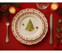 Voir la slide Assiette céramique blanche bord festonné rouge sapin décoré cadeaux étoiles houx Ø20cm