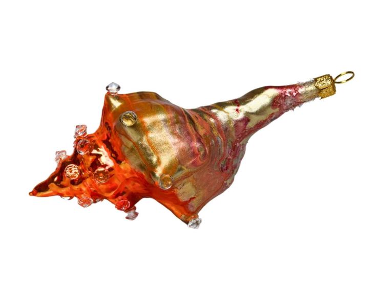 Suspension de Noël coquillage doré H 14cm