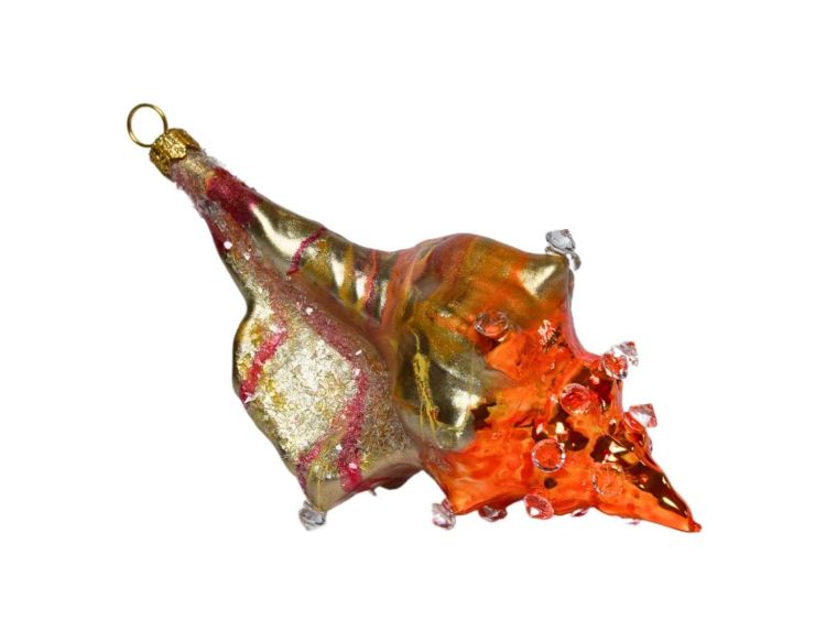 Suspension de Noël coquillage doré H 14cm