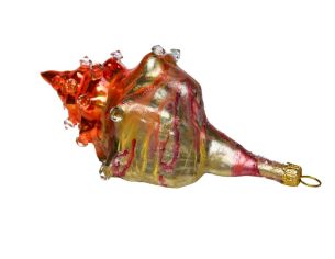 Suspension de Noël coquillage doré H 14cm