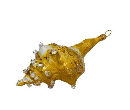 Suspension de Noël coquillage jaune H 14cm