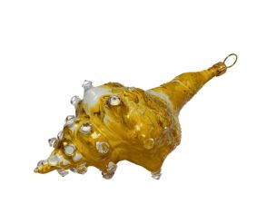 Suspension de Noël coquillage jaune H 14cm