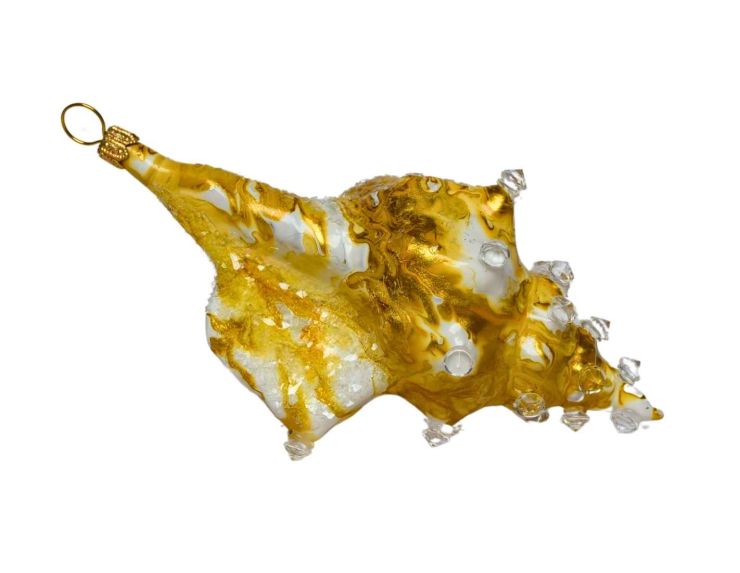 Suspension de Noël coquillage jaune H 14cm