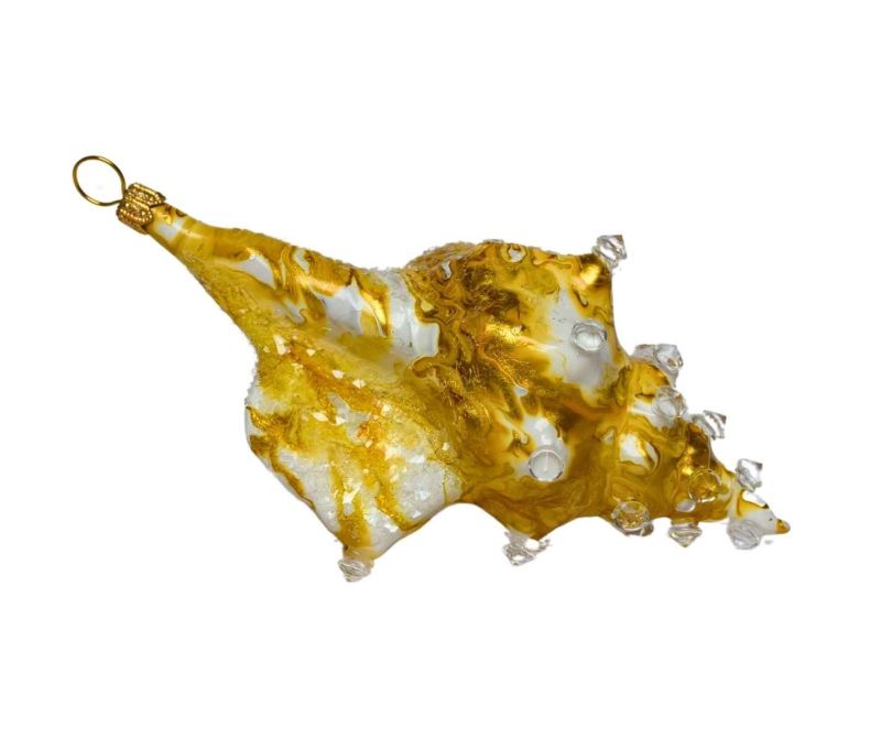 Suspension de Noël coquillage jaune H 14cm