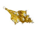 Voir la slide Suspension Noël verre soufflé forme coquillage spiralé jaune doré marbré blanc pointes cristal translucides anneau doré H14cm