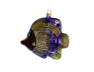 Suspension de Noël poisson mauve H 10cm