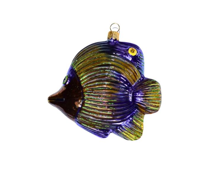 Suspension de Noël poisson mauve H 10cm