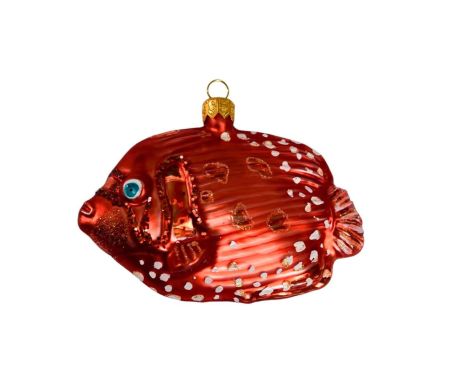 Suspension poisson rouge verre soufflé H 11 cm