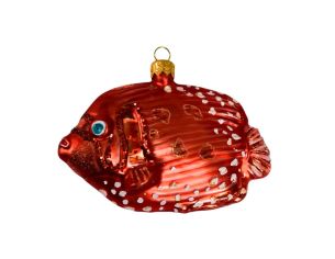 Suspension poisson rouge verre soufflé H 11 cm