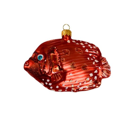Suspension poisson rouge verre soufflé H 11 cm