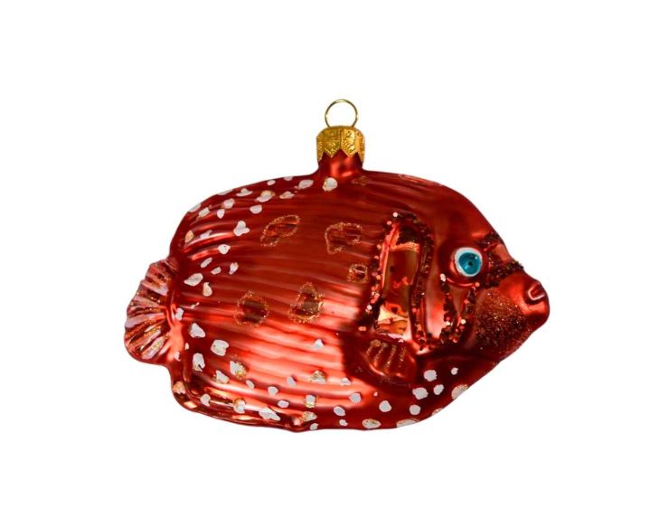 Suspension poisson rouge verre soufflé H 11 cm