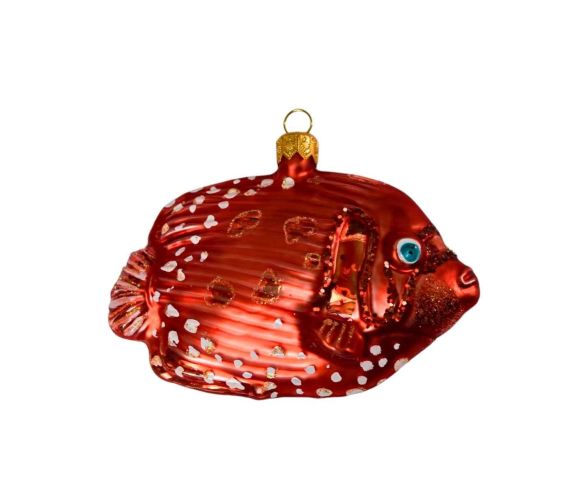 Suspension poisson rouge verre soufflé H 11 cm