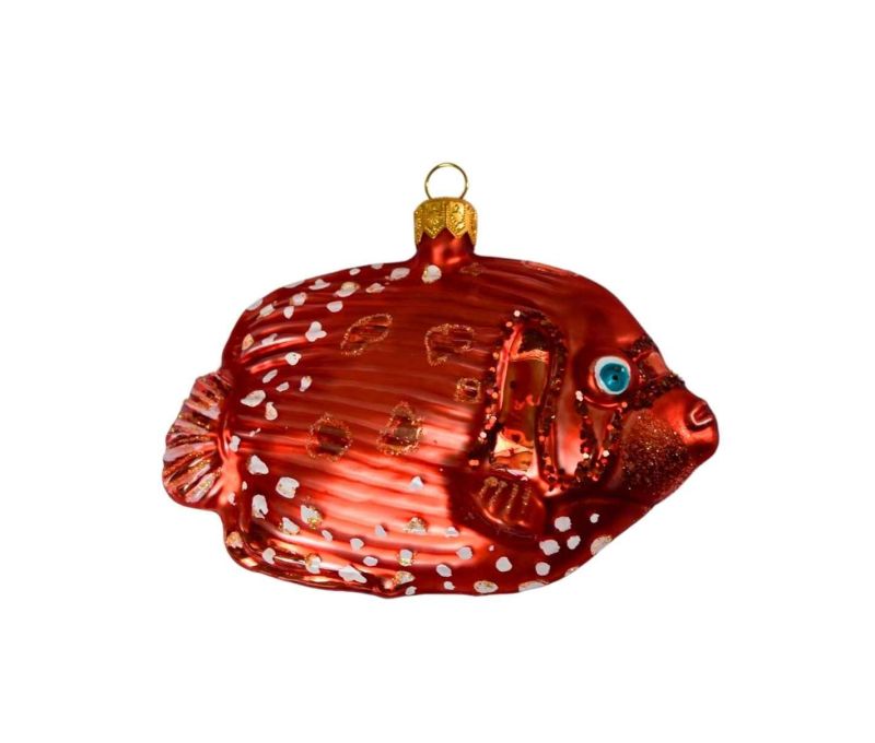 Suspension poisson rouge verre soufflé H 11 cm