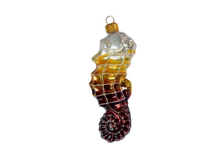 Suspension hippocampe blanc bordeaux H13cm