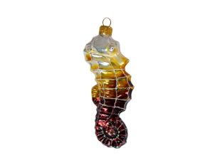 Suspension hippocampe blanc bordeaux H13cm