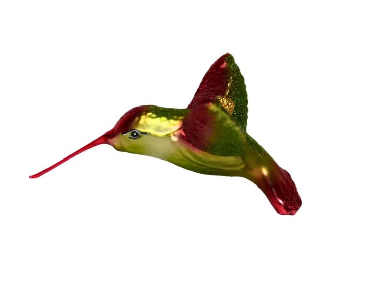 Suspension colibri vert rouge H 7cm