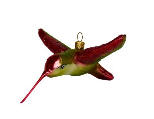 Suspension colibri vert rouge H 7cm