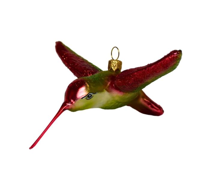 Suspension colibri vert rouge H 7cm